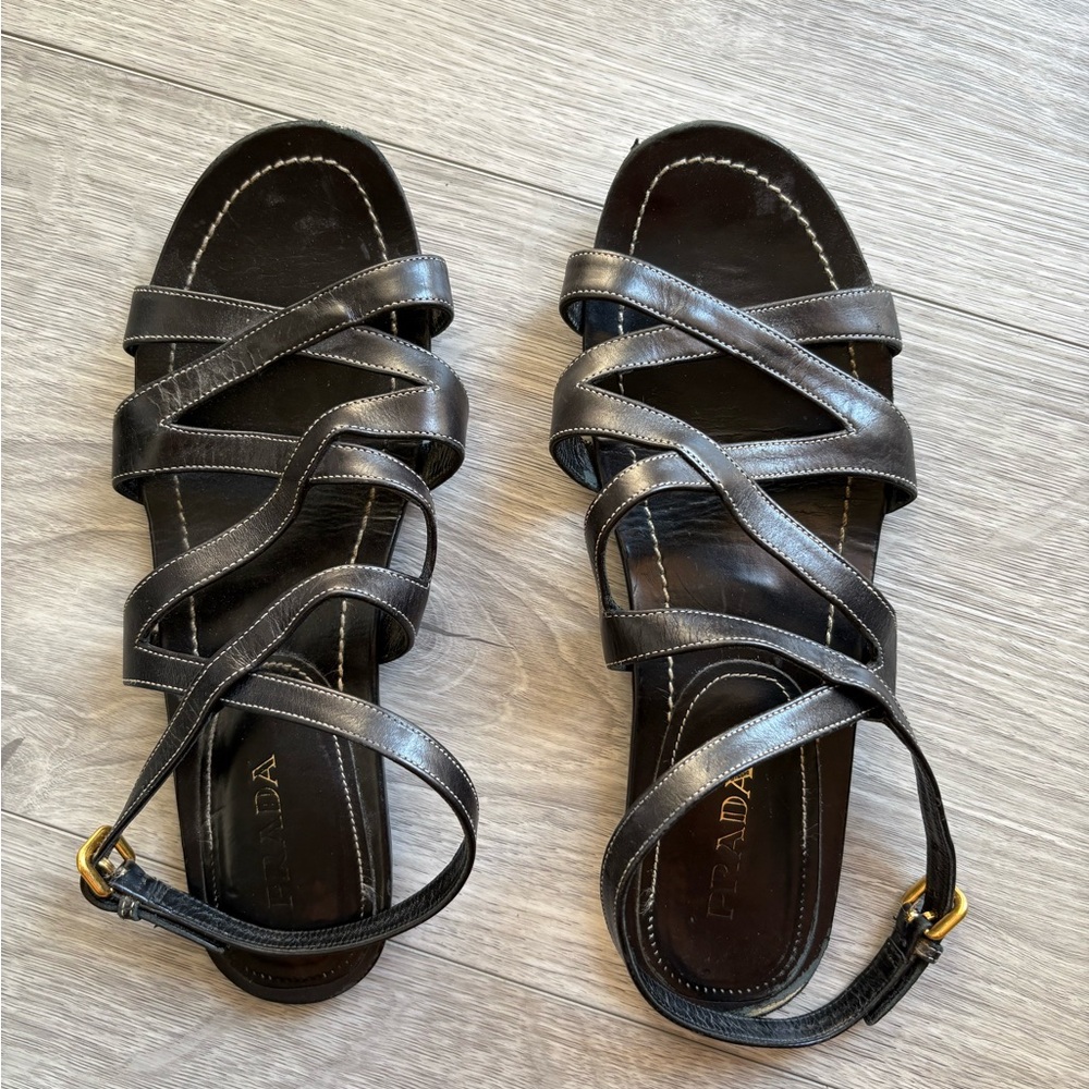 Prada Black Strappy Sandals for Women